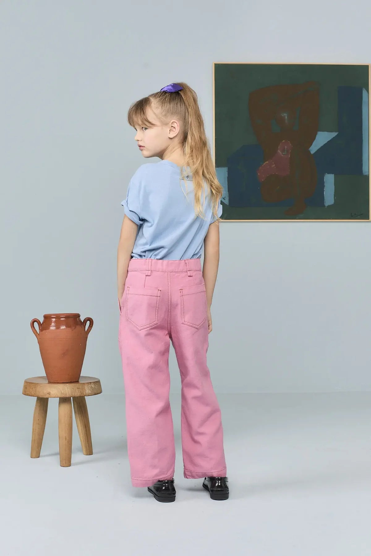 the animals observatory kid rooster t shirt - dusty blue (pre order)