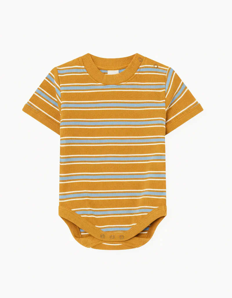 summer and storm baby short sleeve body - yellow retro stripe - pre order