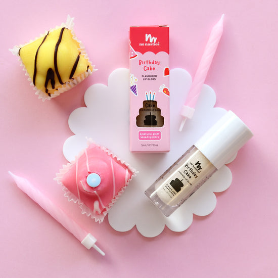 no nasties lip gloss - birthday cake
