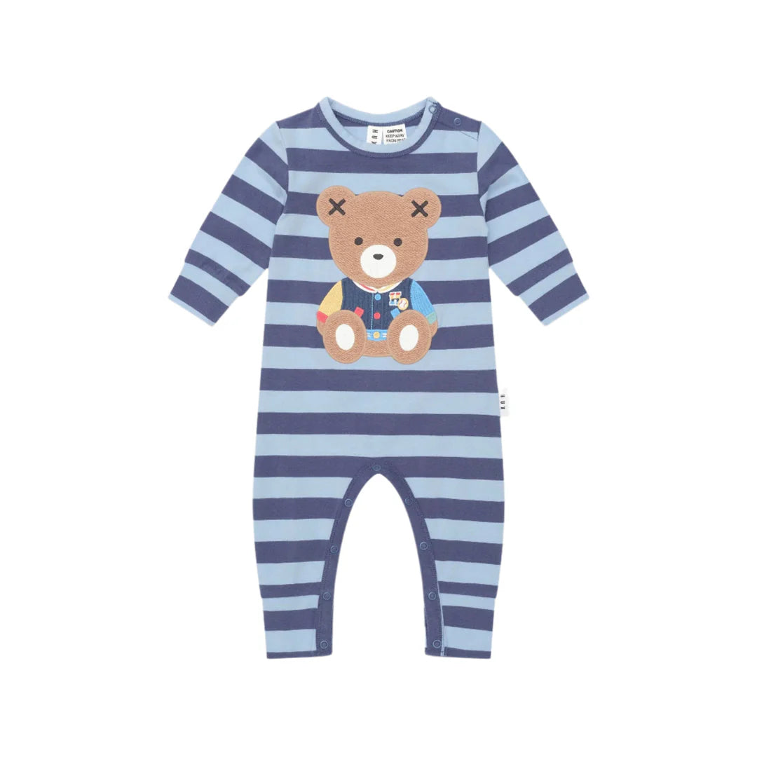 huxbaby college hux blue stripe romper