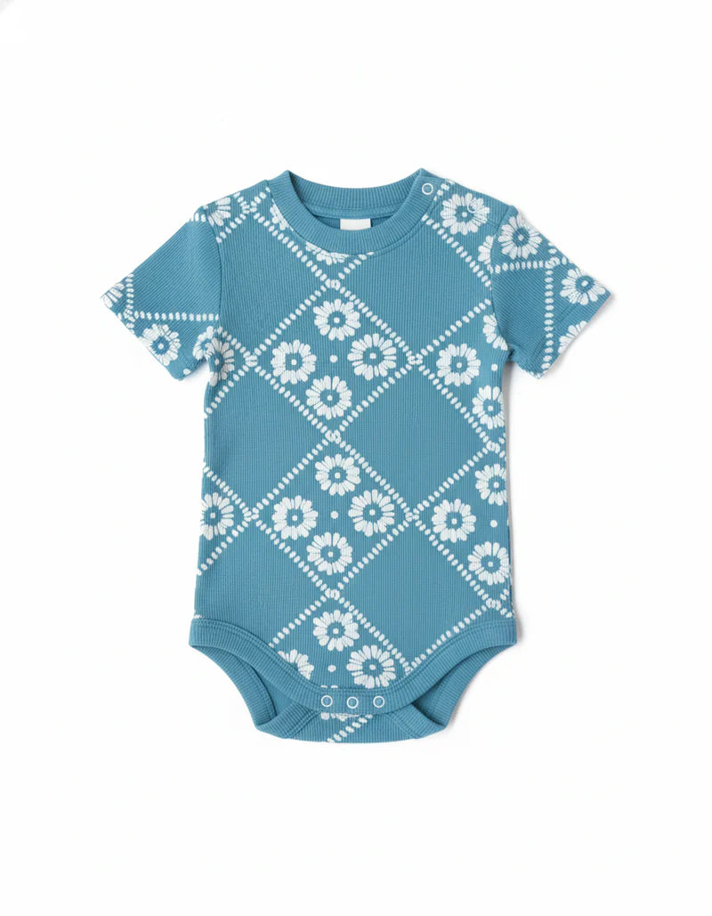 summer and storm baby short sleeve body - blue floral