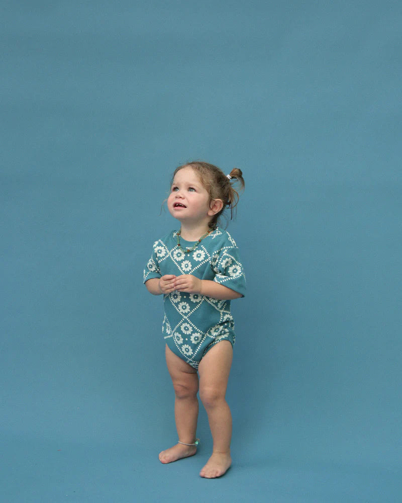 summer and storm baby short sleeve body - blue floral