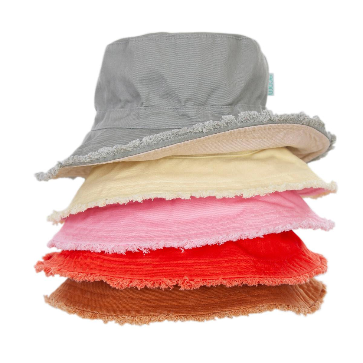 acorn kids frayed bucket hat - khaki