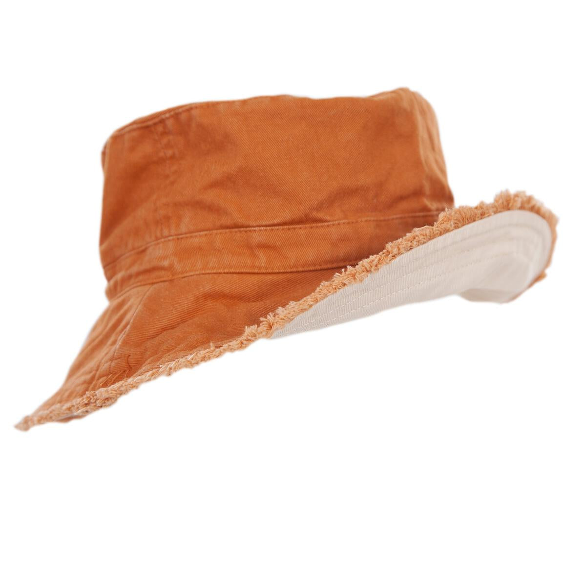 acorn kids frayed bucket hat - chestnut