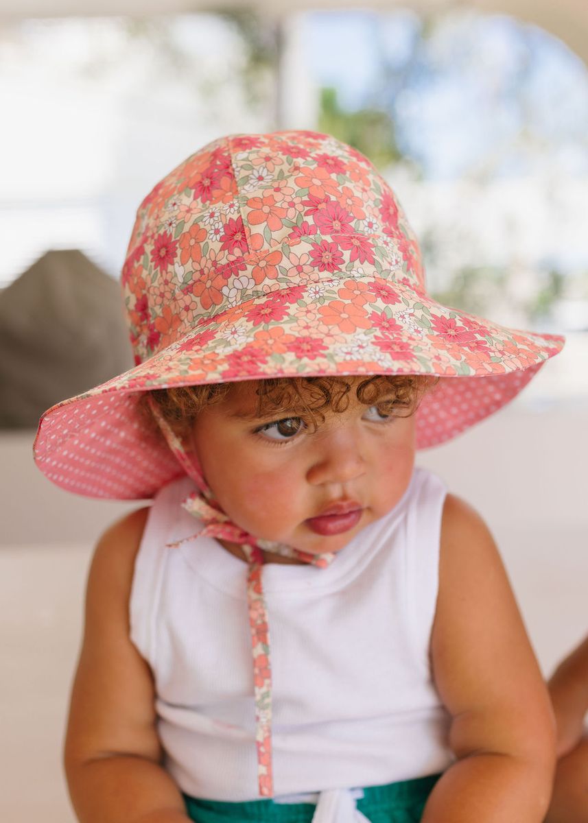acorn kids desert flowers wide brim reversible sun hat