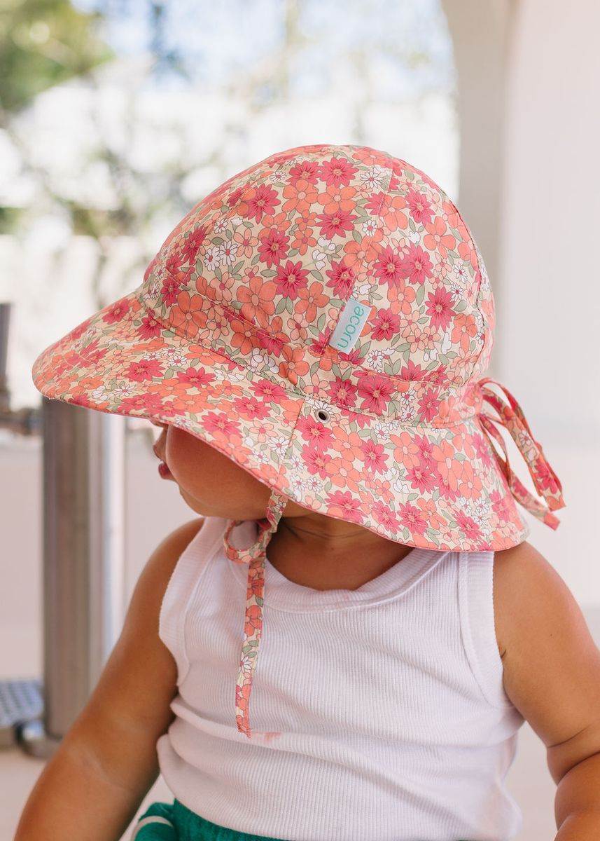 acorn kids desert flowers wide brim reversible sun hat