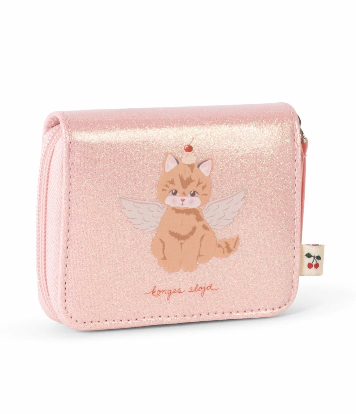 konges slojd cat wallet - cerise glitter pink (pre order)