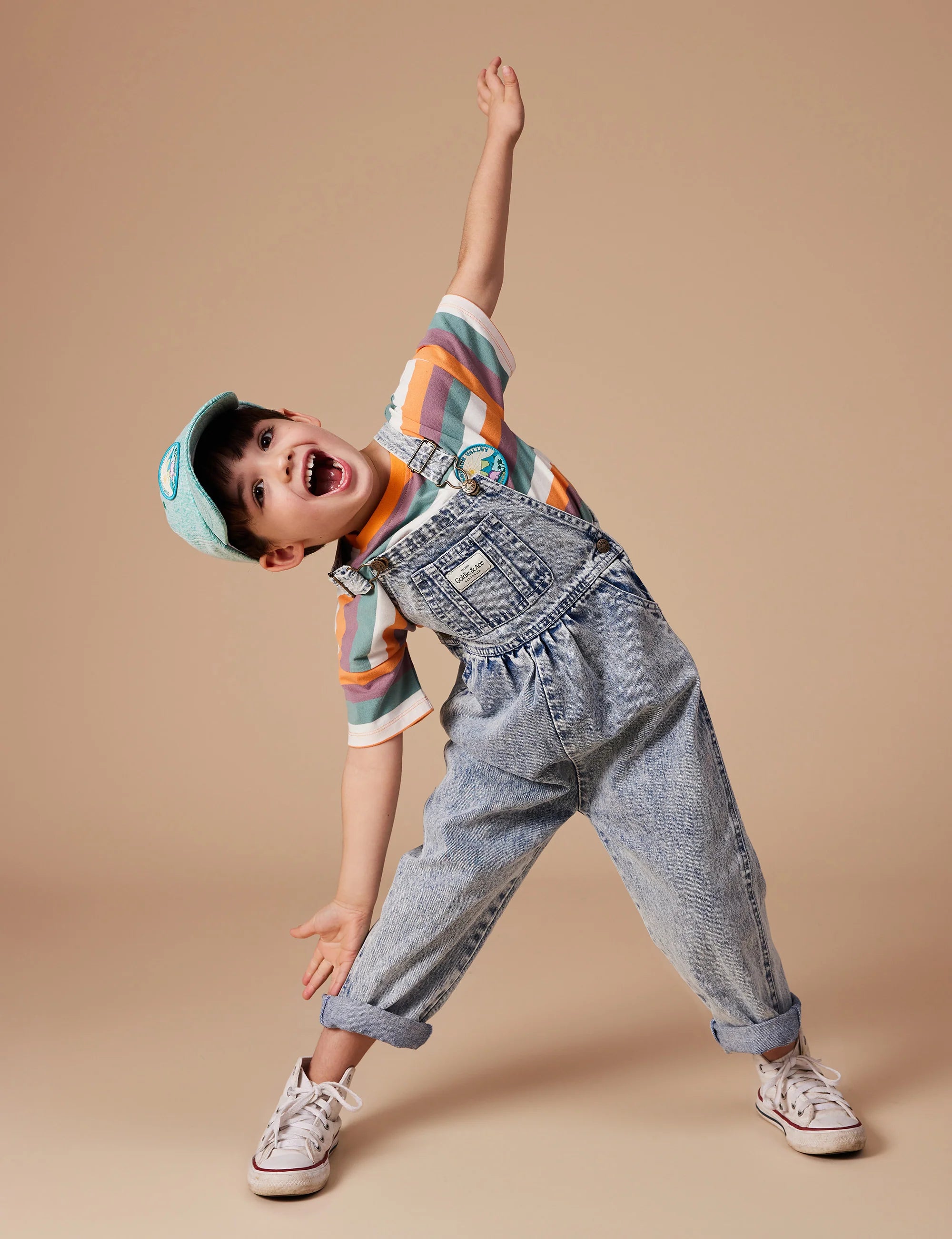 goldie + ace austin vintage washed denim overalls - light denim