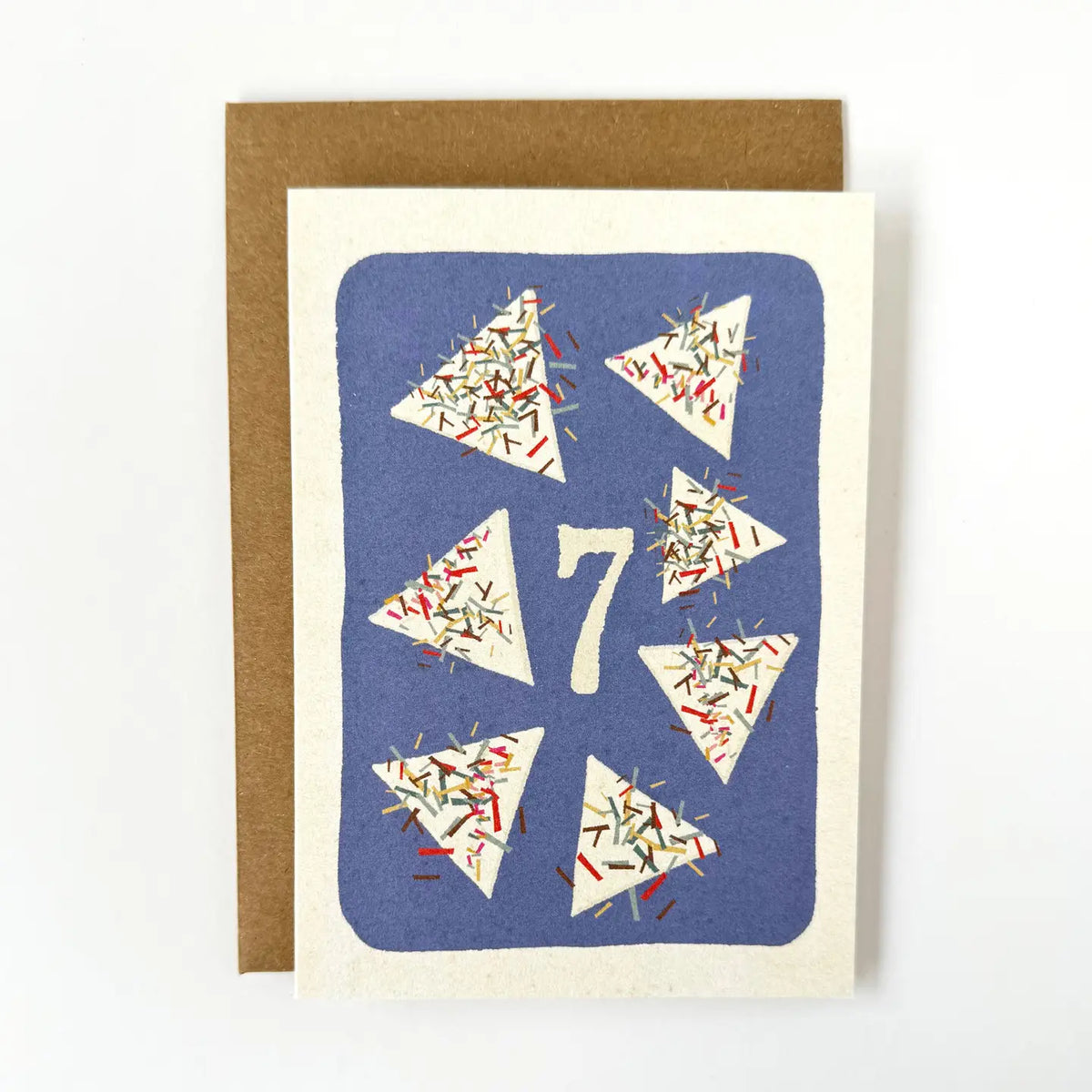 florence fry number 7 birthday card - fairy bread (indigo)