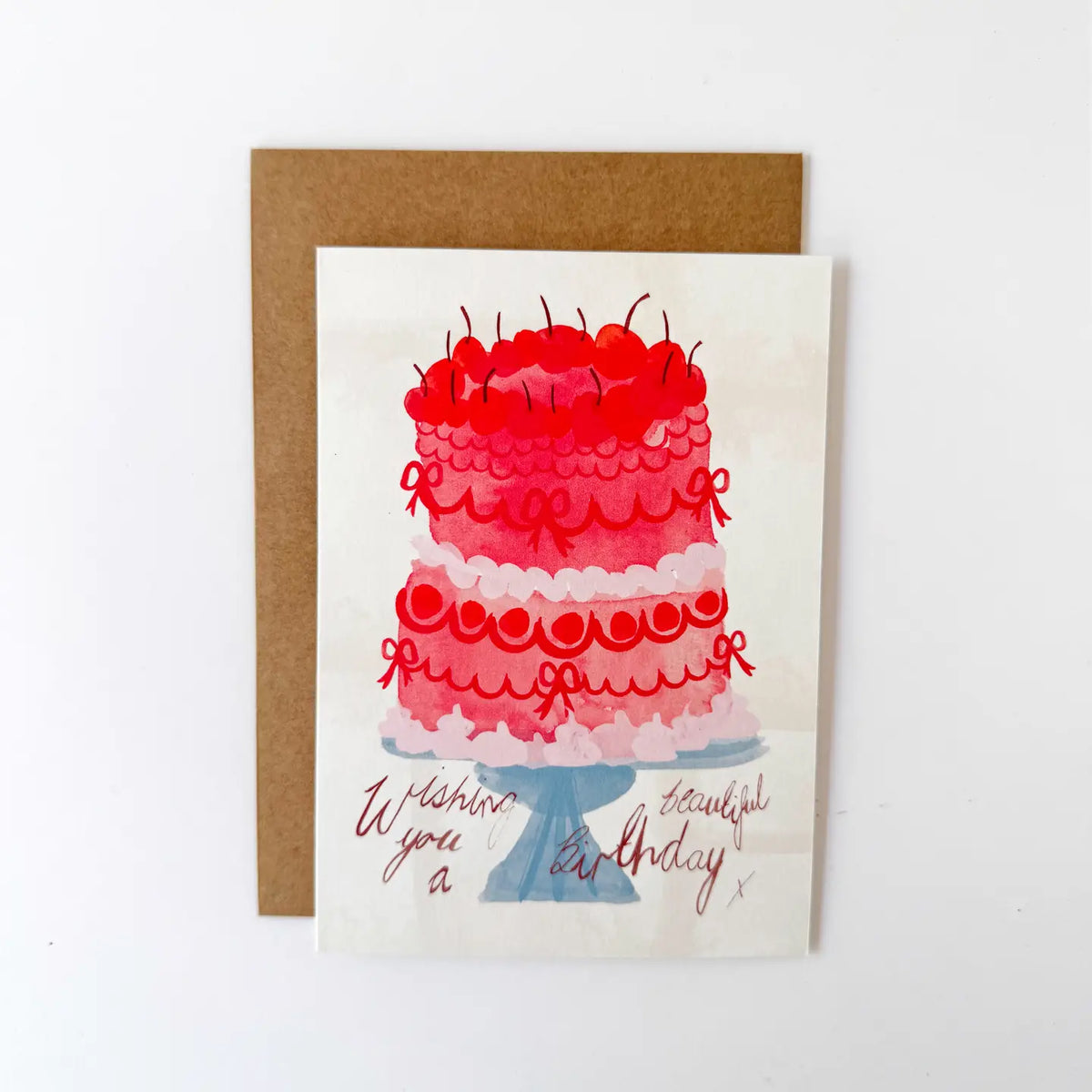florence fry beautiful birthday cake card - vintage