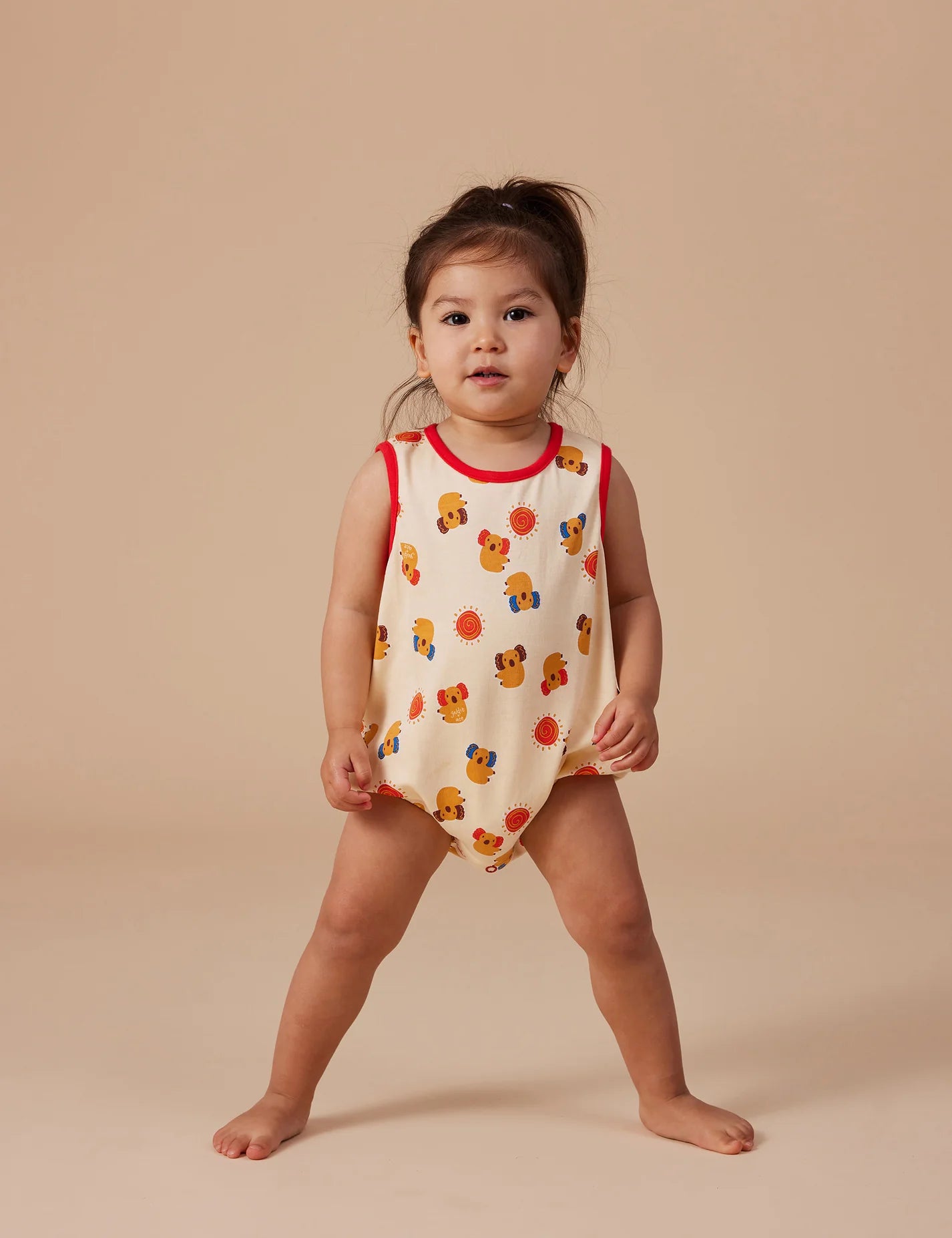 goldie + ace klip on koala bubble romper - vanilla