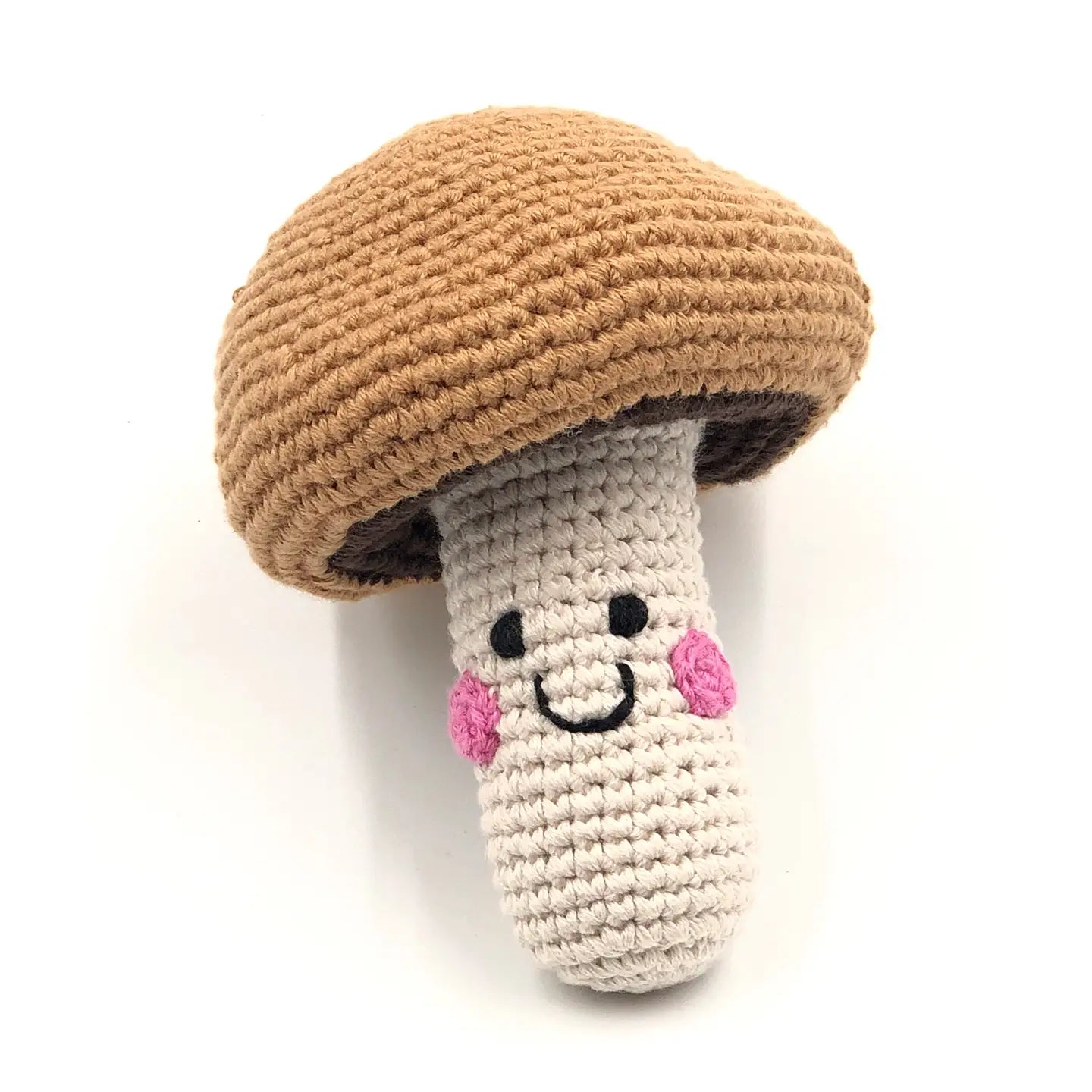 pebble child whimsical brown mushroom rattle