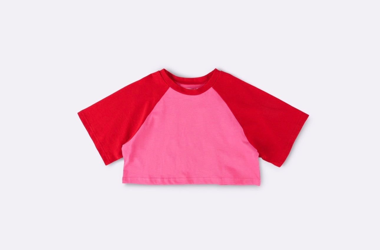 bbobbie raglan crop in pink / red