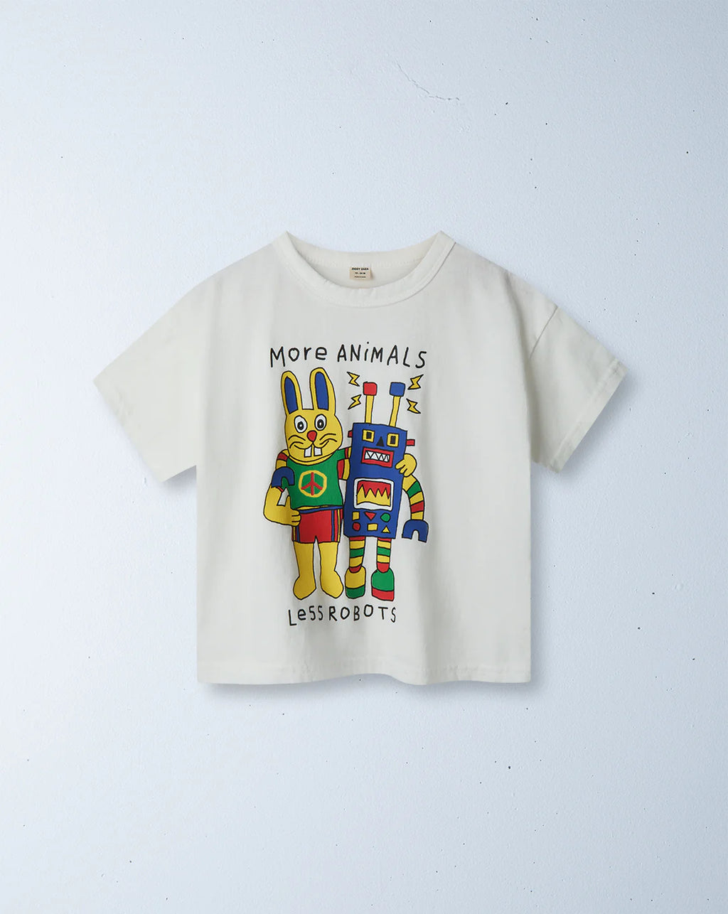 ziggy zaza more animals, less robots tee - white