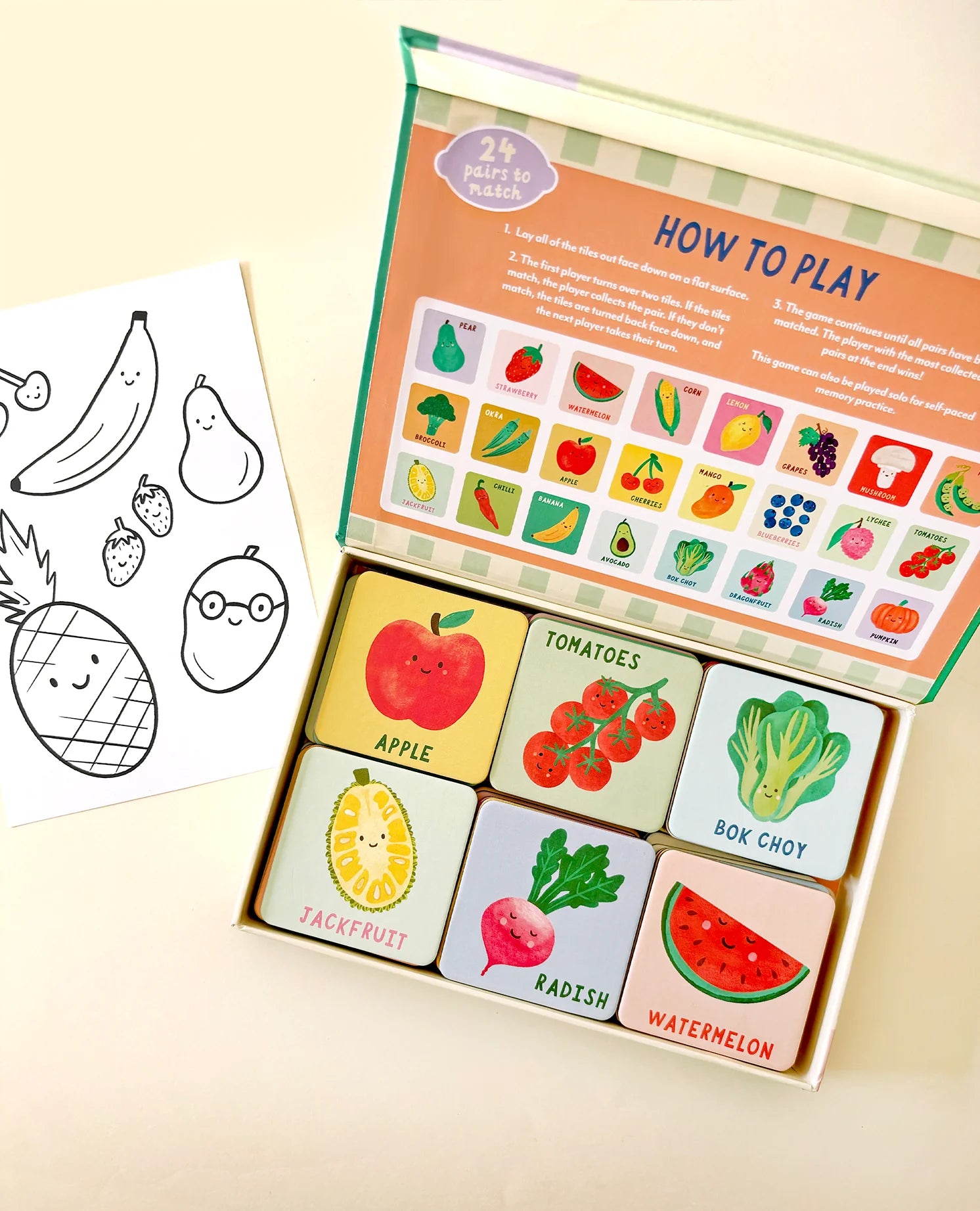 lauren sissons memory & matching game - fruit & veg