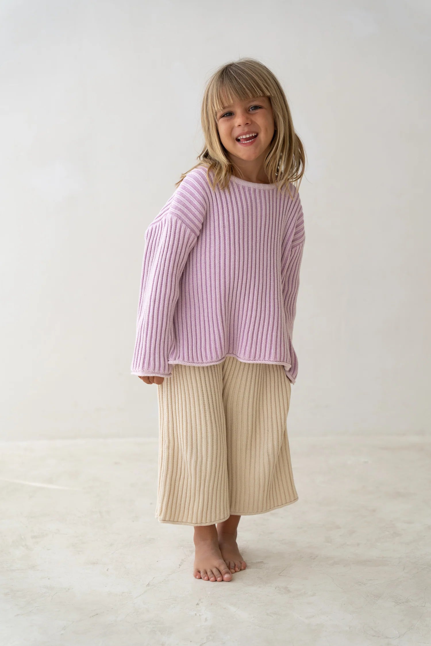 illoura the label essential knit jumper - mauve stripe