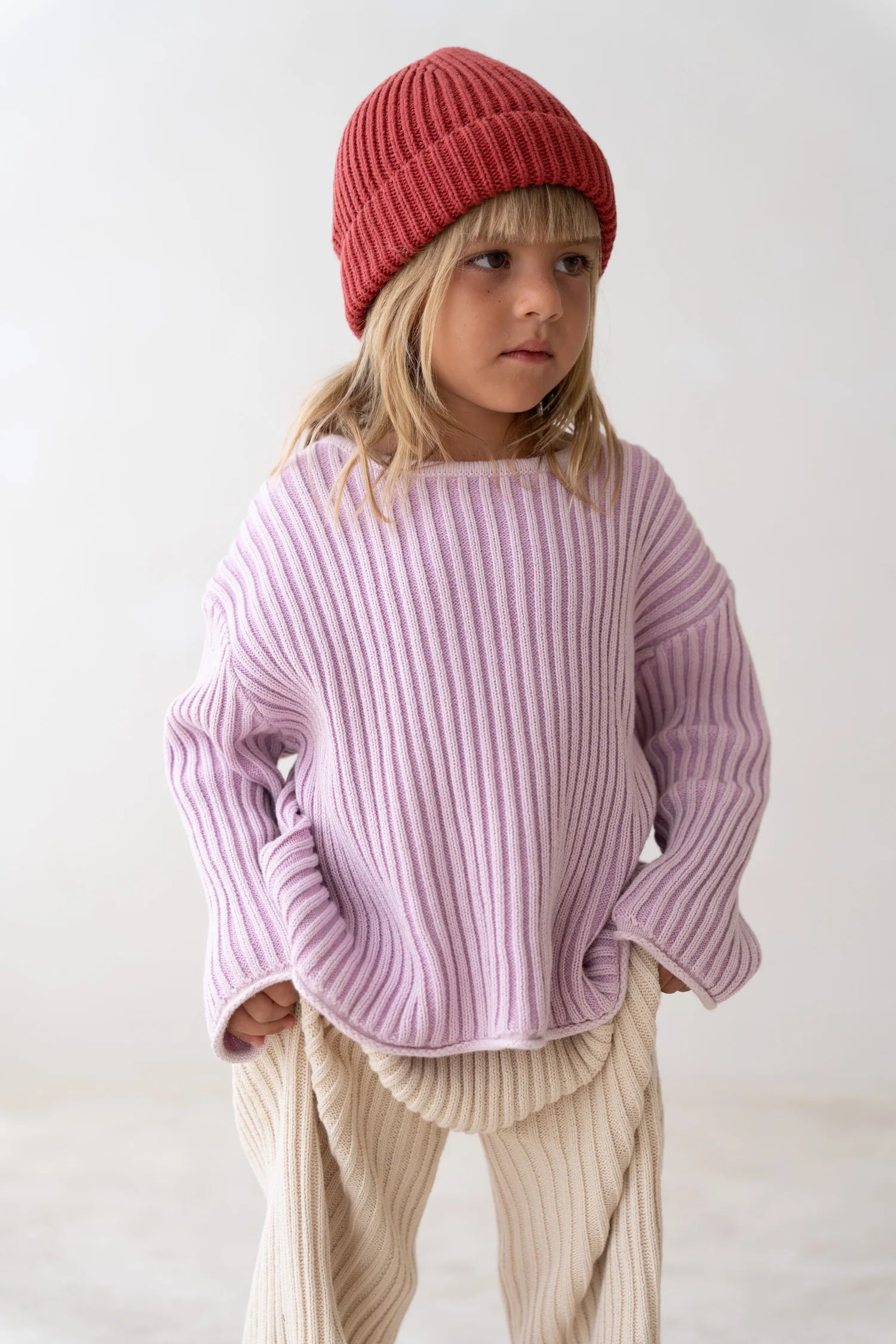 illoura the label essential knit jumper - mauve stripe