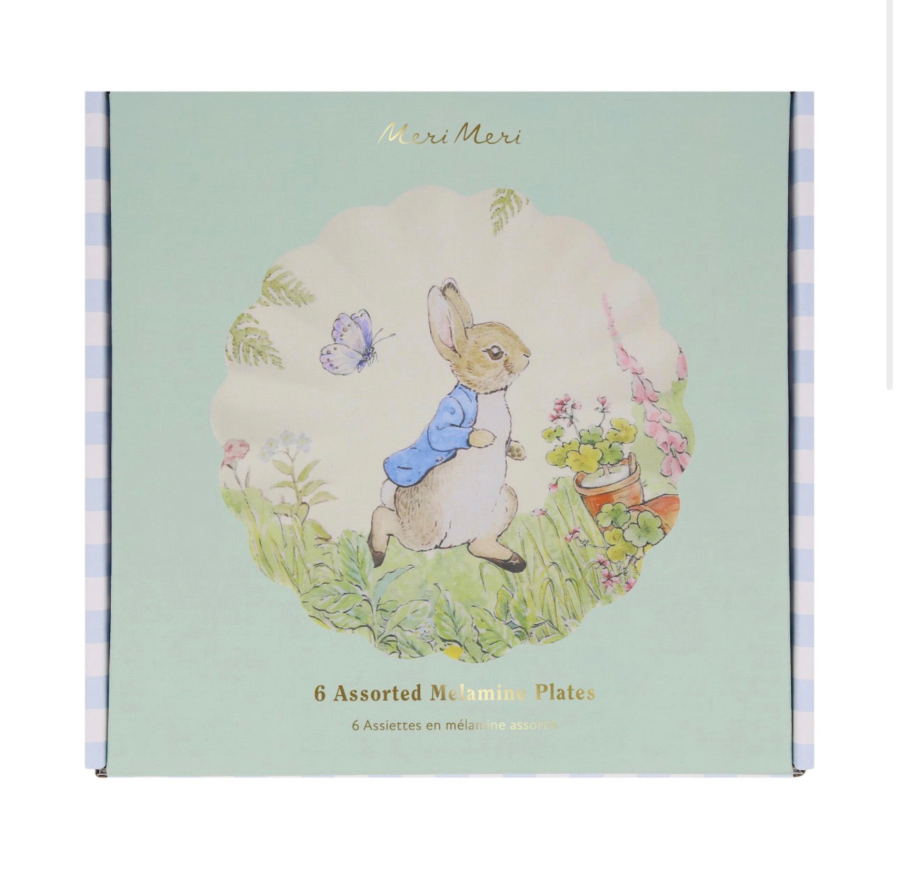 meri meri peter rabbit reusable melamine small plates (pk of 6 in 6 designs)