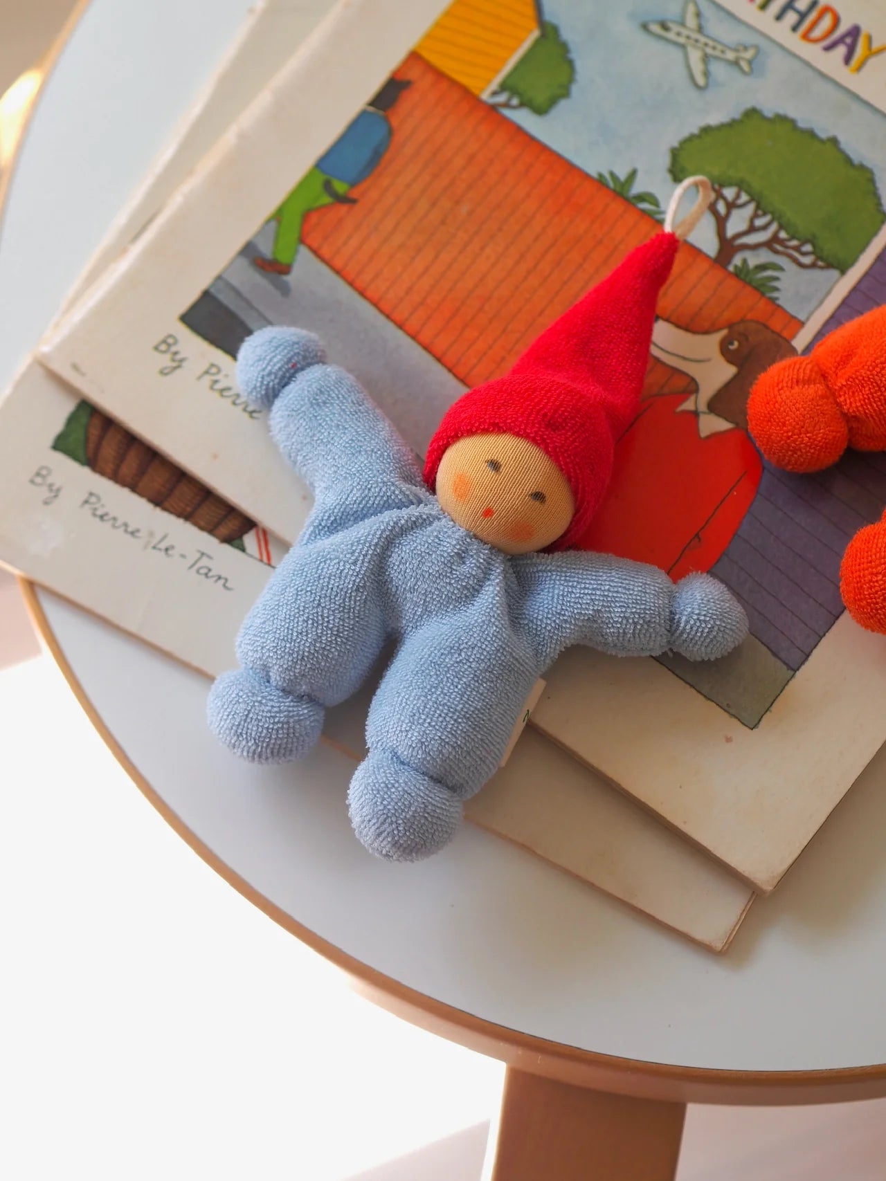 nanchen natur baby gnome rattle - blue - pre order