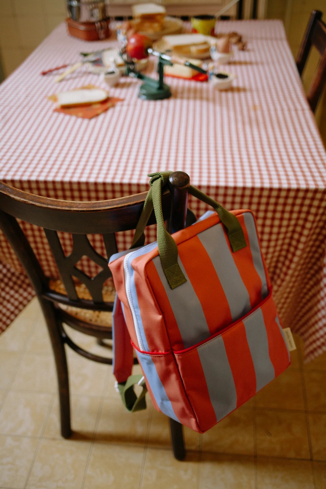 sticky lemon medium backpack - striped cloud blue + maple whirl