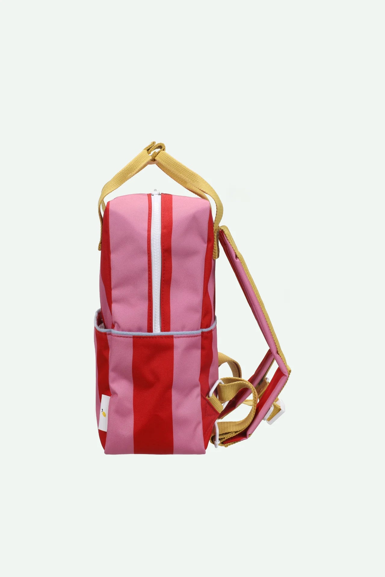 sticky lemon medium backpack - striped red apple + rosebay pink