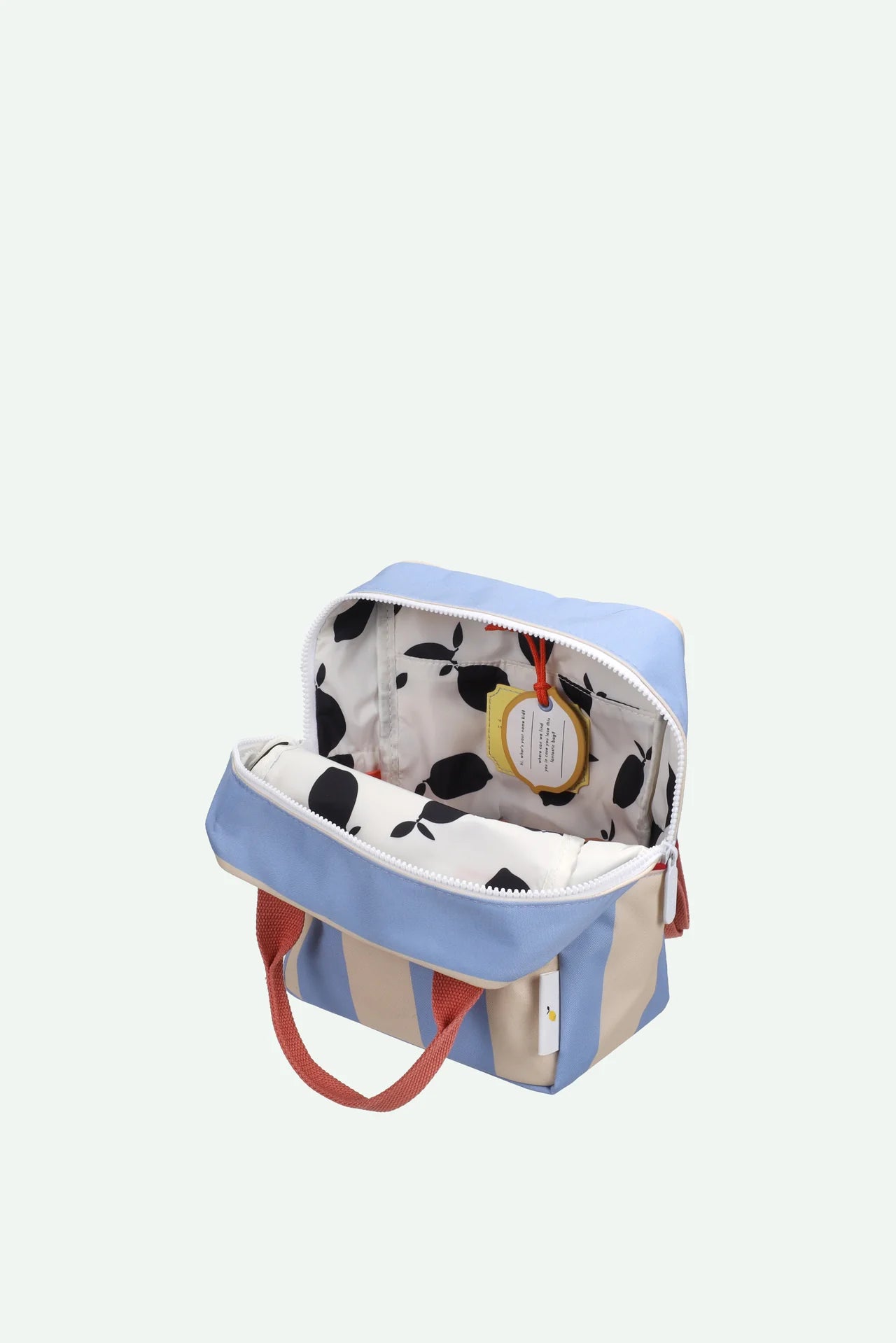 sticky lemon small backpack - striped cloud blue + twiggy beige