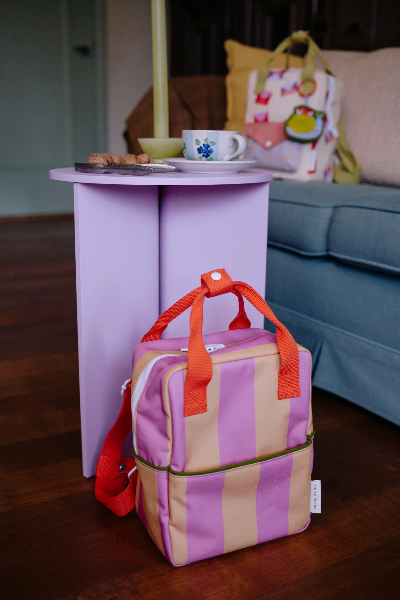 sticky lemon small backpack - striped red rosebay + apple grub