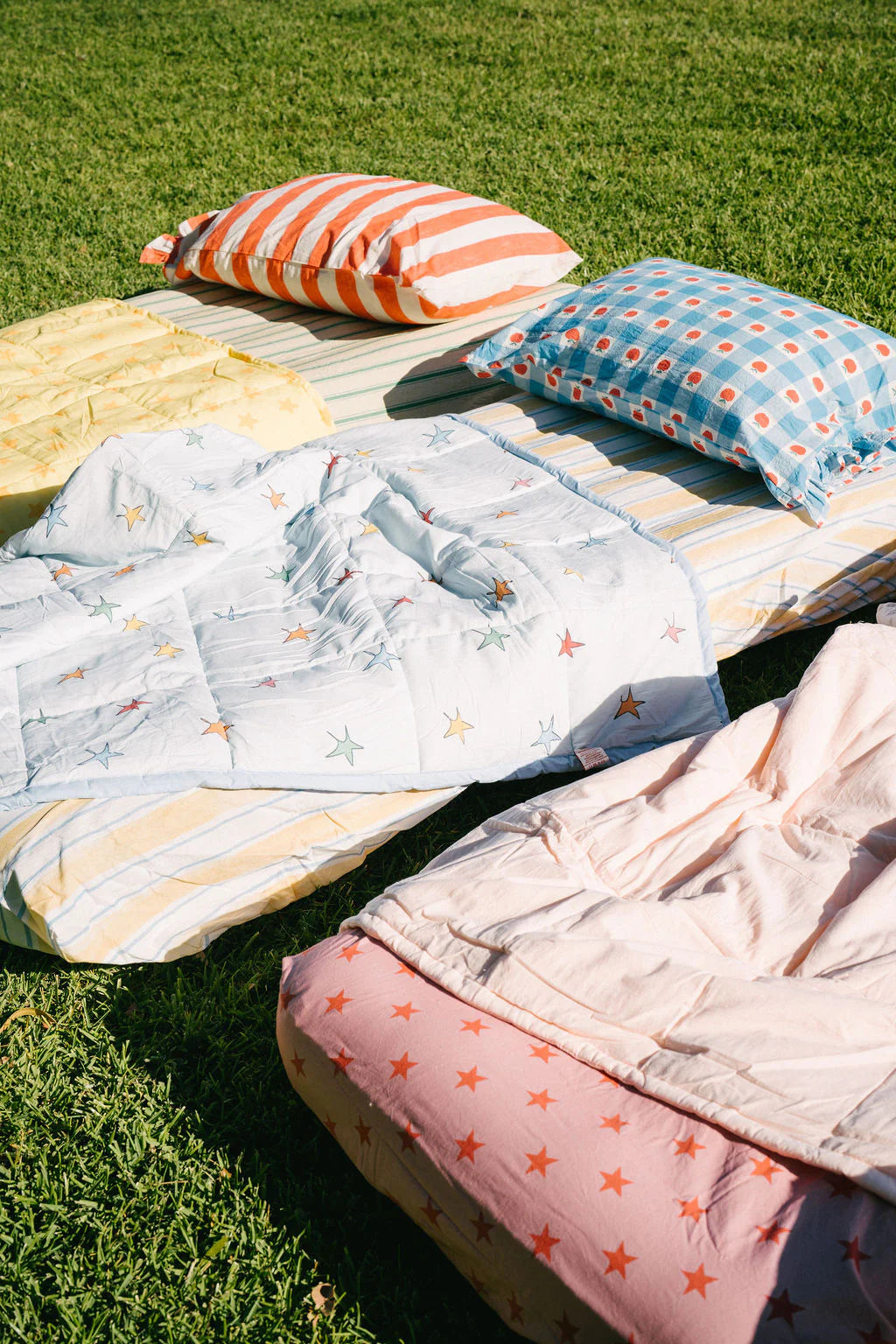 play linen sea stripe fitted sheet set