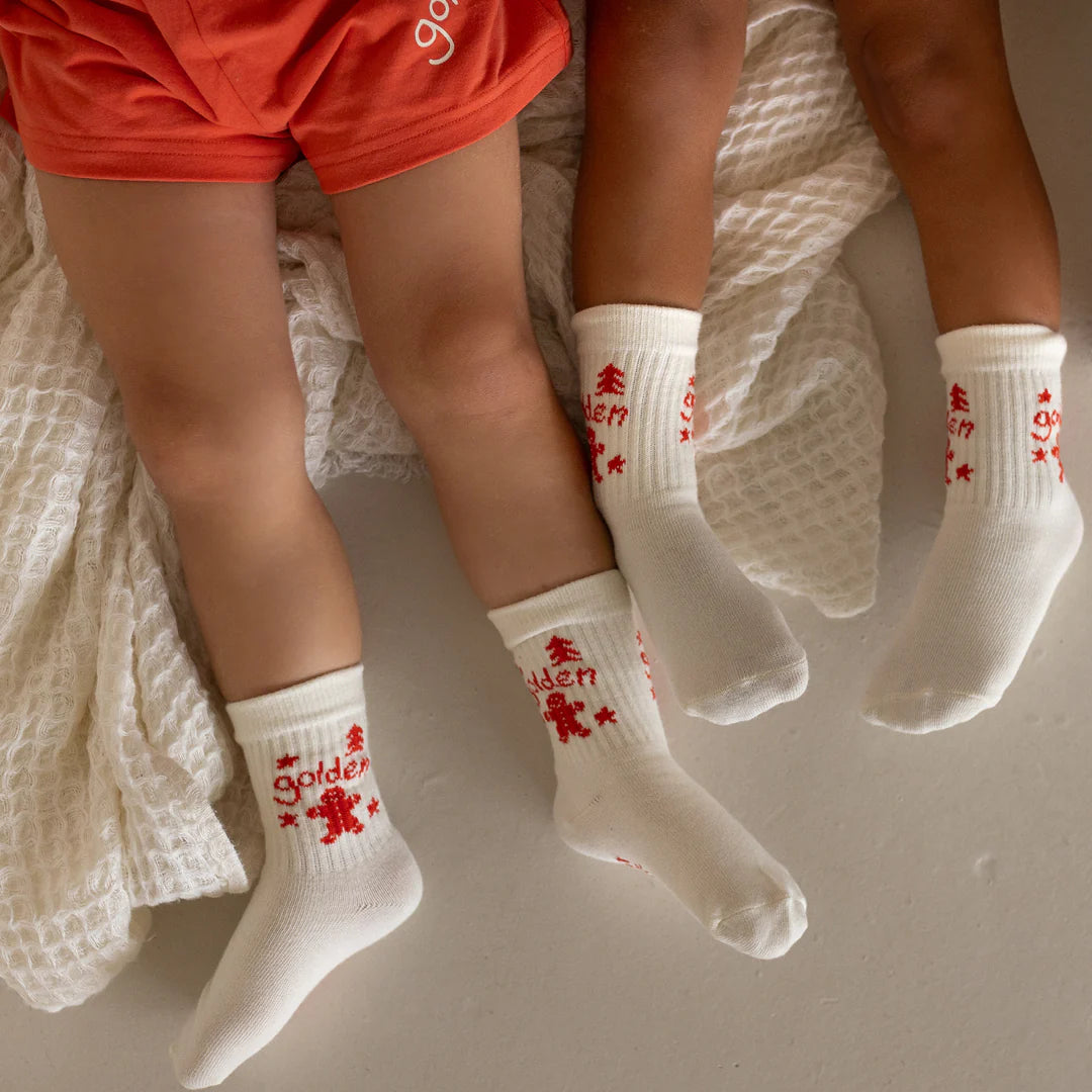 golden children christmas socks - cream