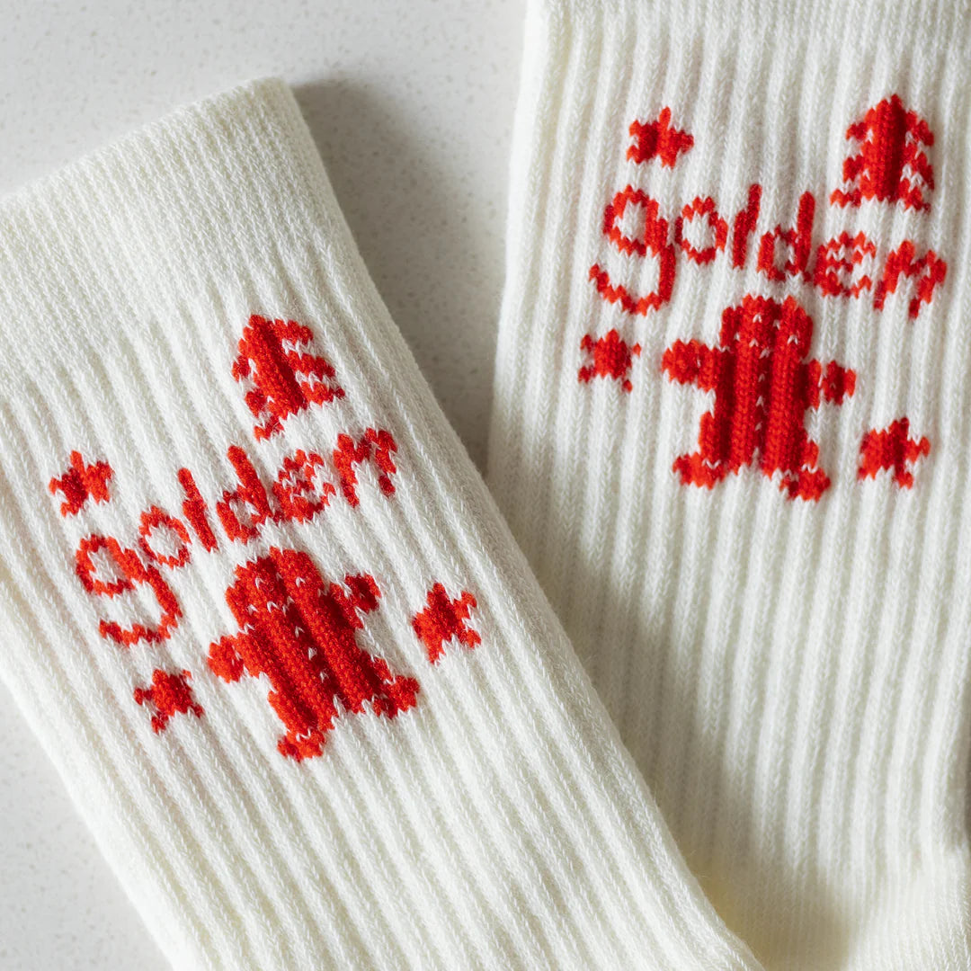 golden children christmas socks - cream