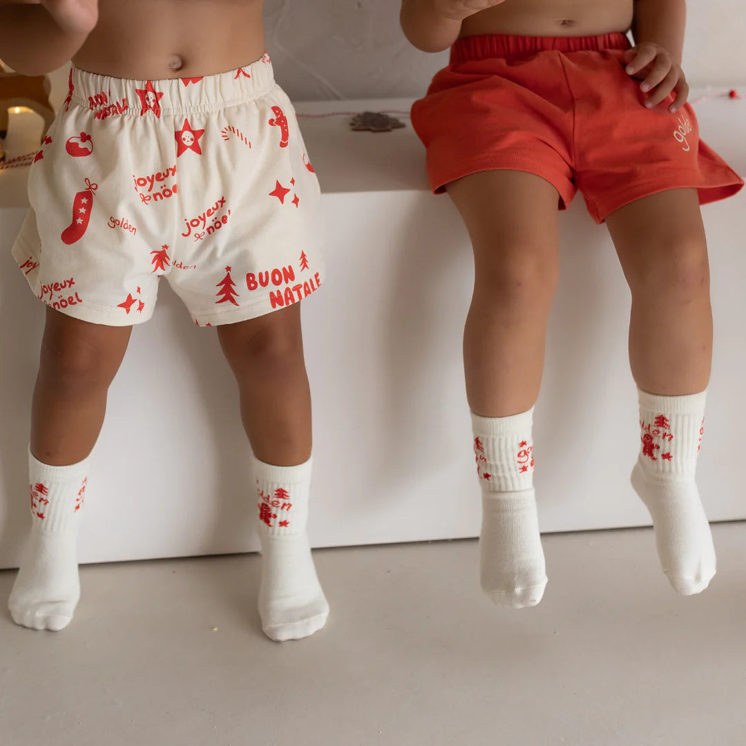 golden children christmas socks - cream