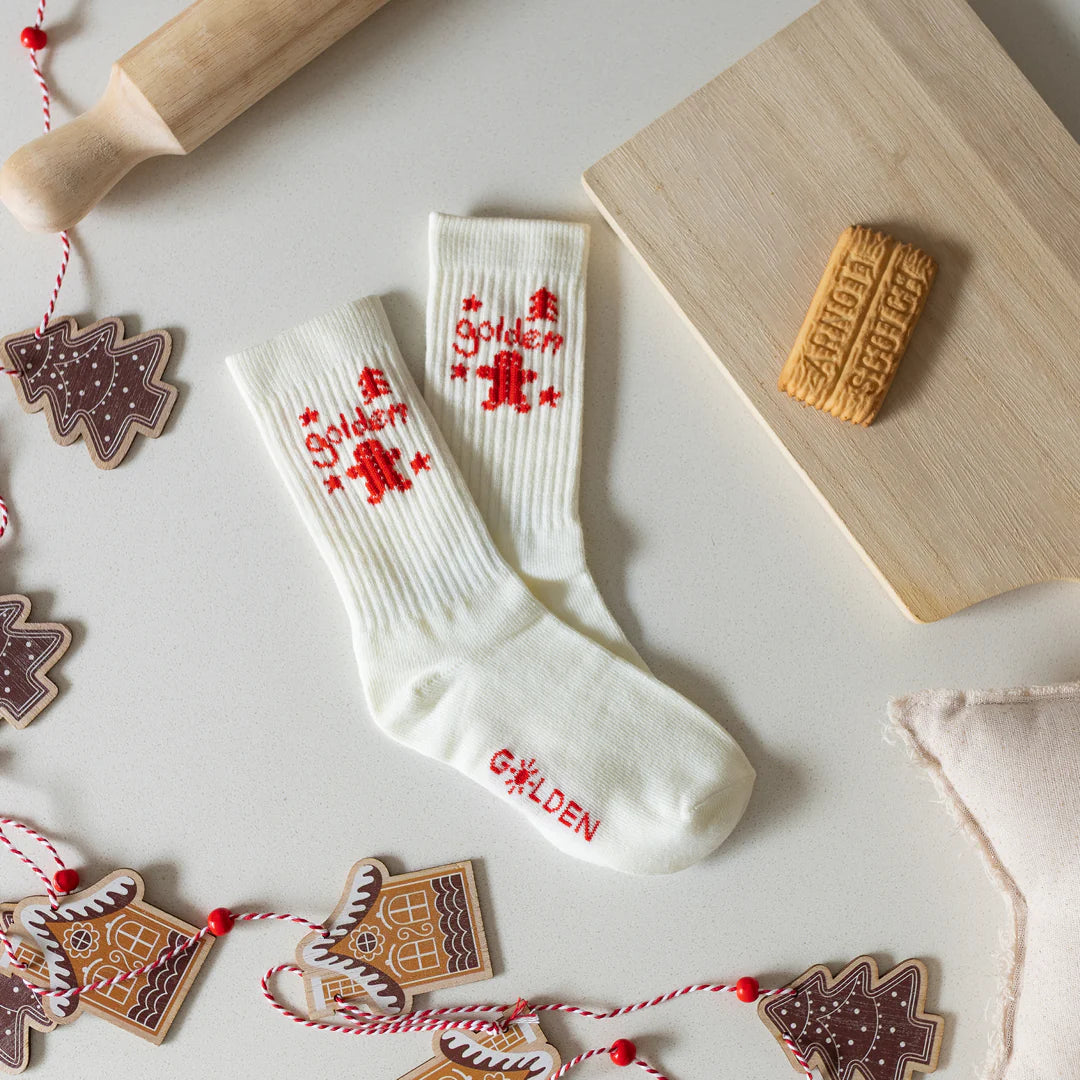 golden children christmas socks - cream