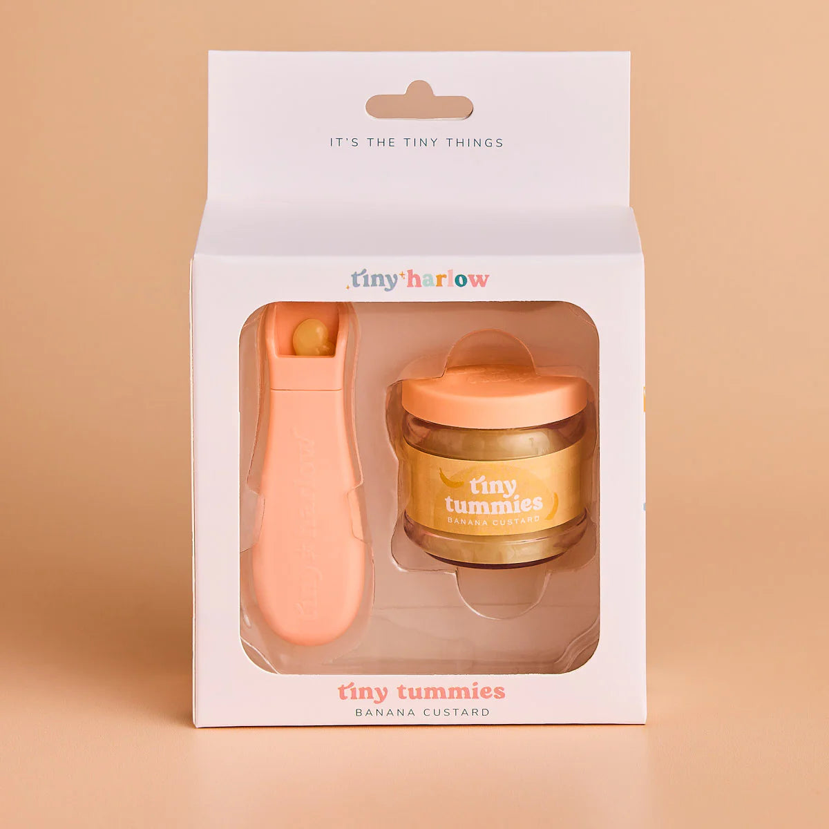 tiny harlow tiny tummies doll food jar - banana custard