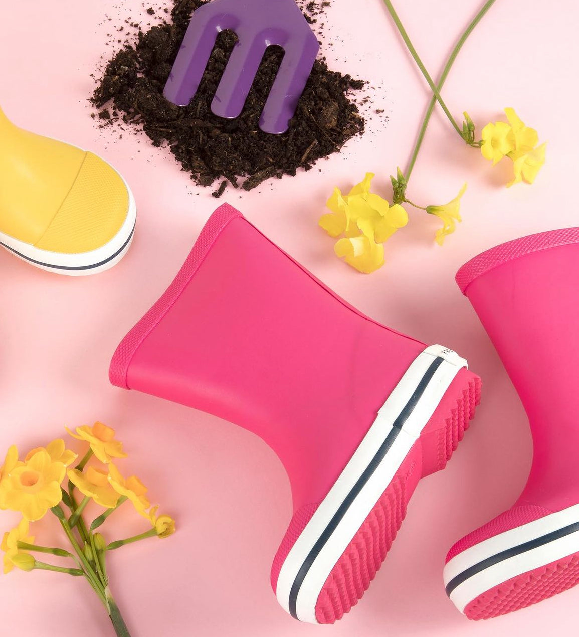 french soda kids natural rubber gumboot - pink