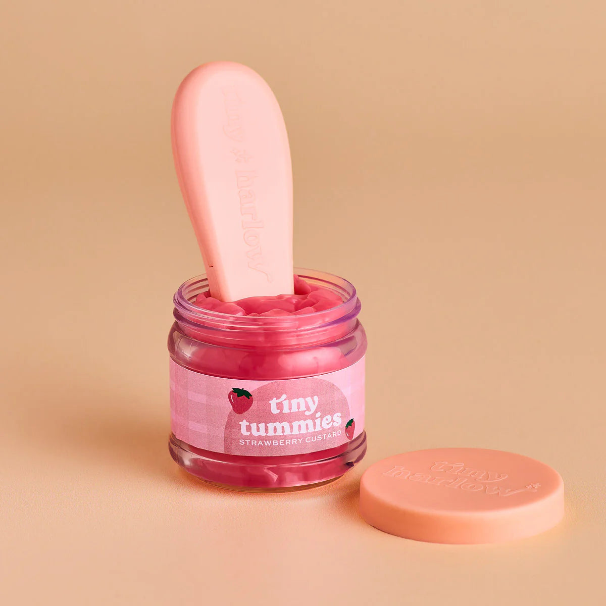 tiny harlow tiny tummies doll food jar - strawberry custard