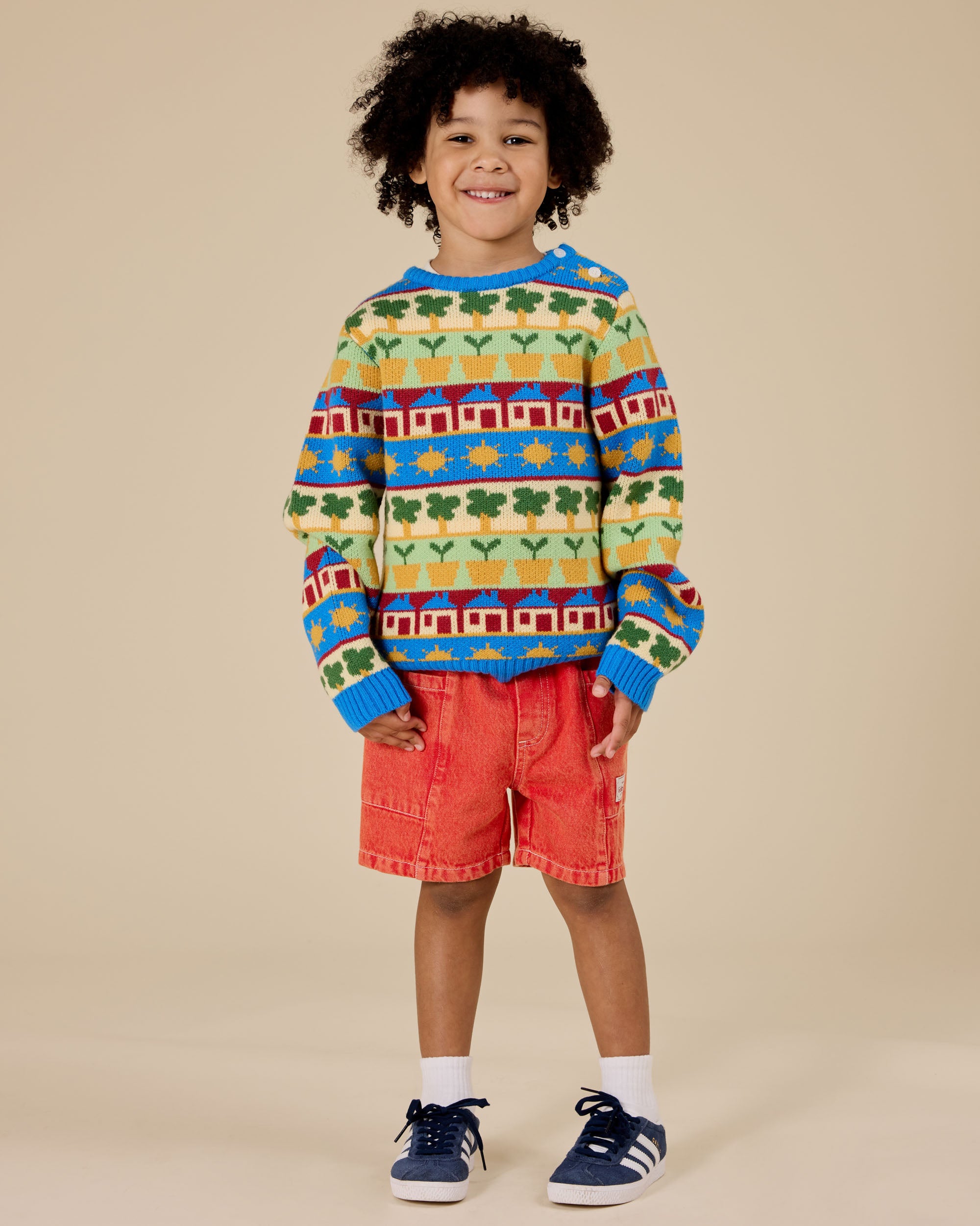 goldie + ace noah denim pocket shorts - apple red