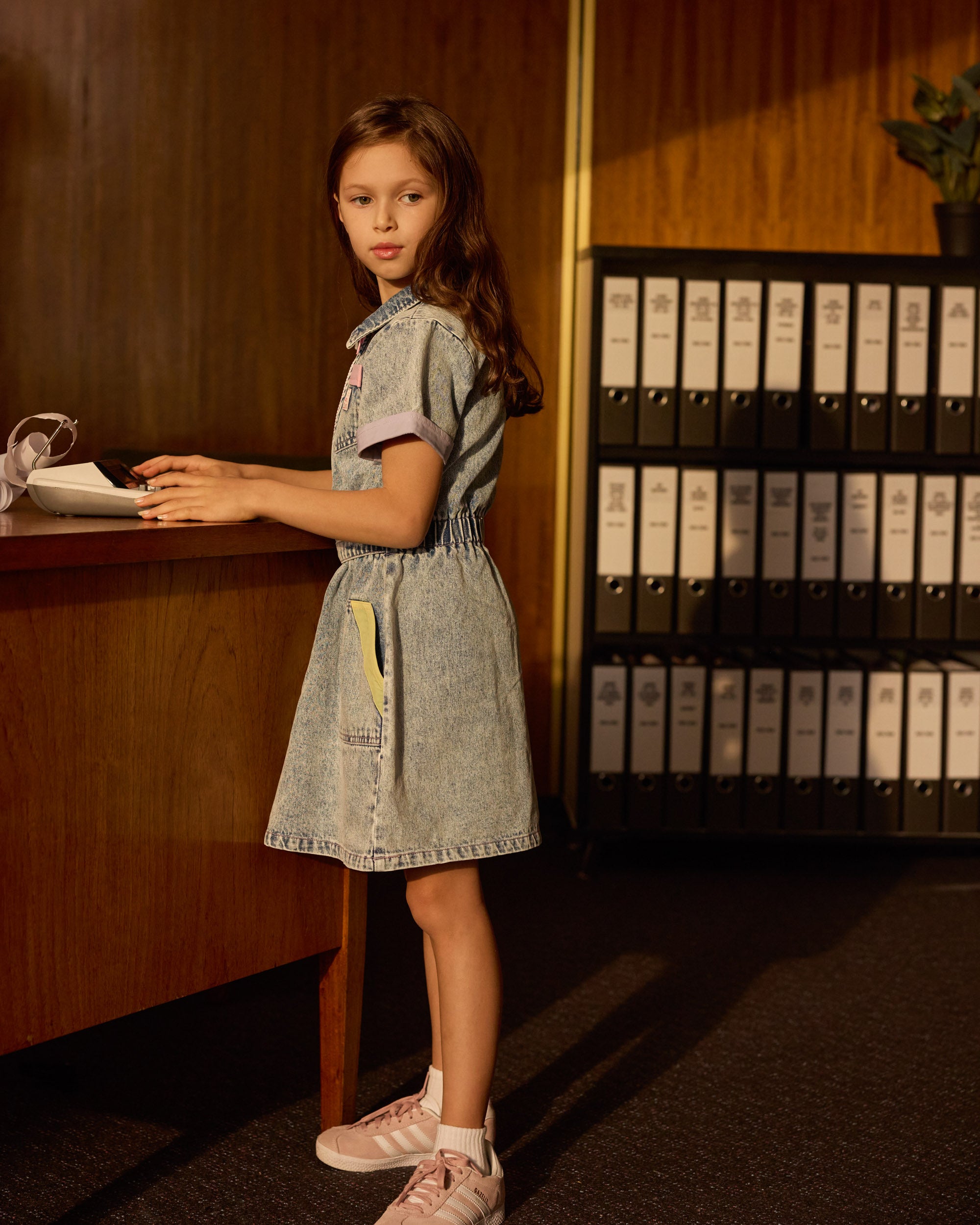 goldie + ace pastel pop piper denim belted dress