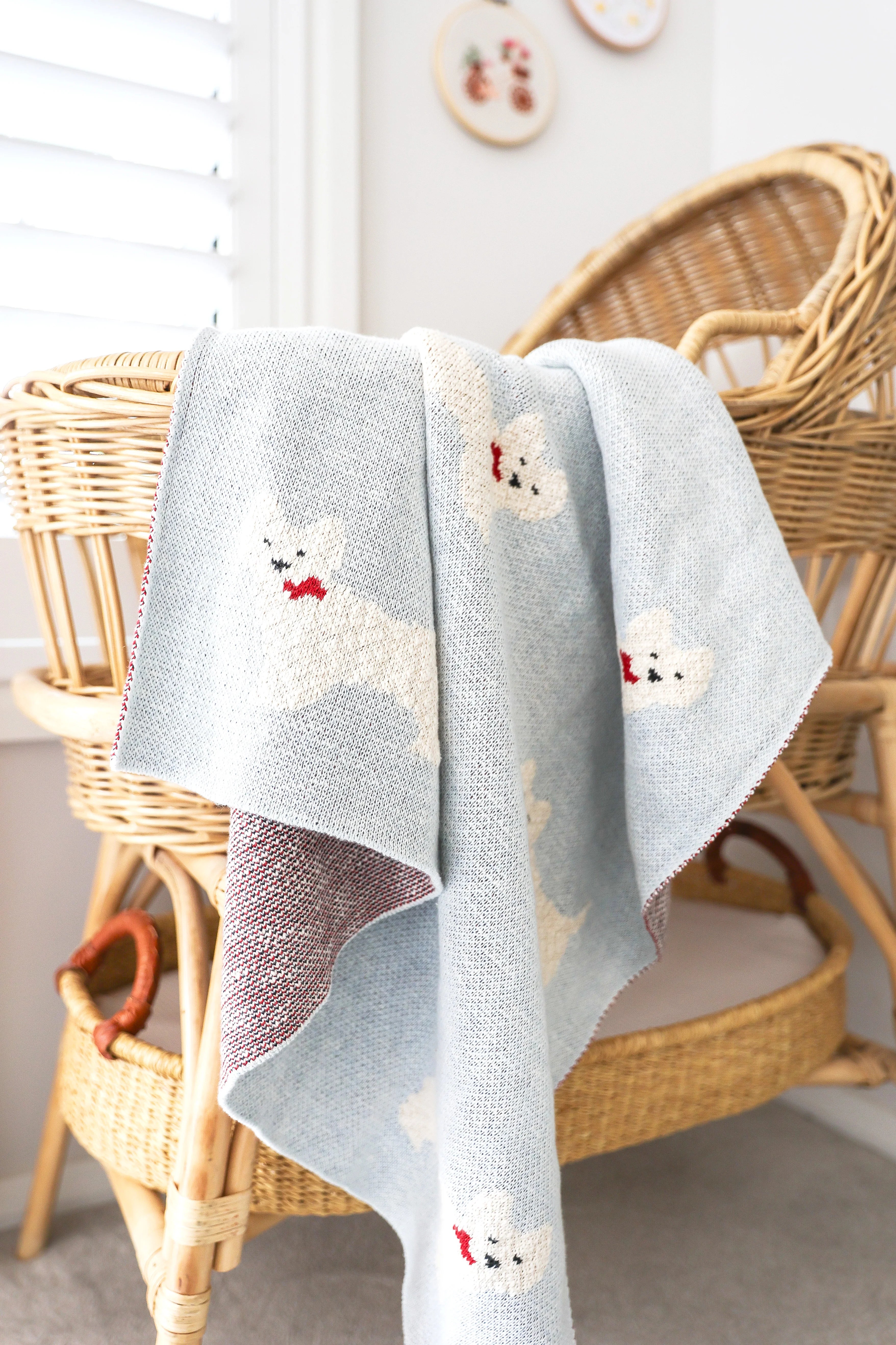 alimrose westie puppy baby blanket - powder blue
