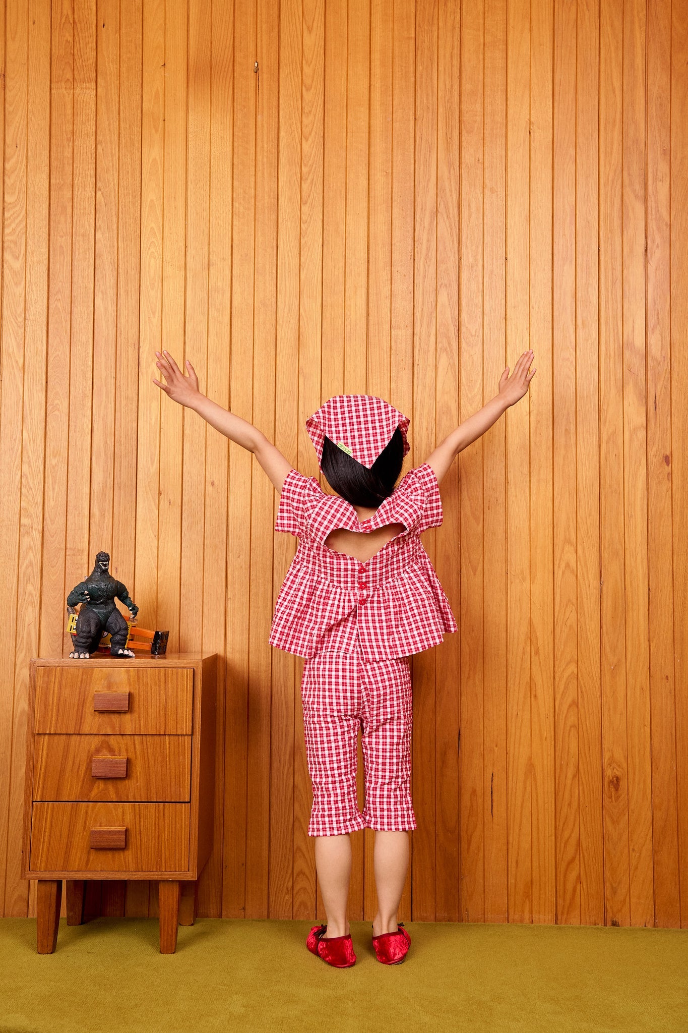 cubby poppy top - ruby check