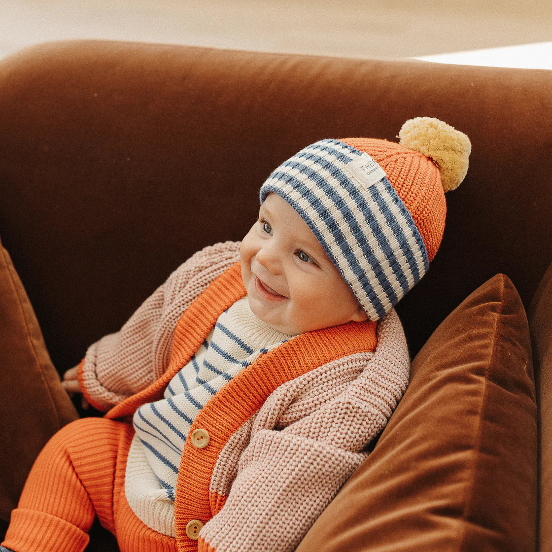 the rest chunky grandpa cardi - poppy split (pre order)