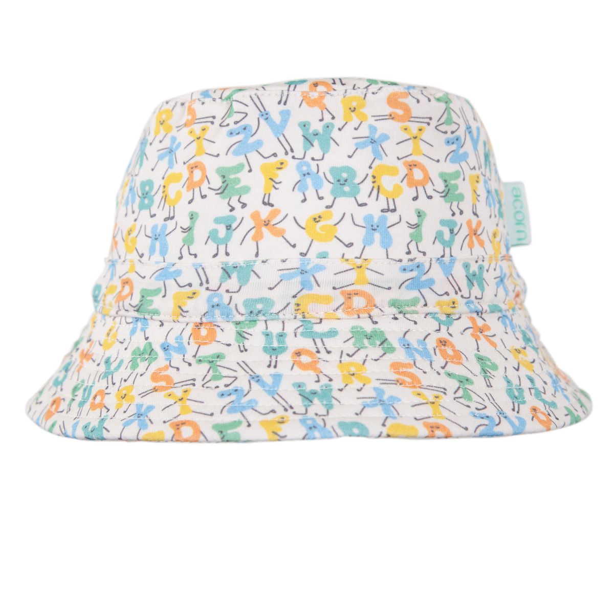 acorn kids abc's stretch cotton wide brim sunhat