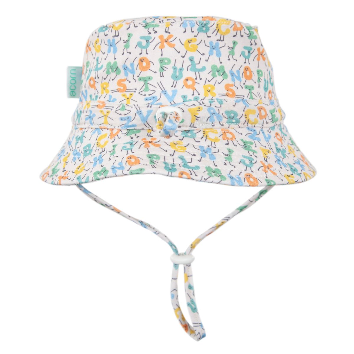 acorn kids abc's stretch cotton wide brim sunhat