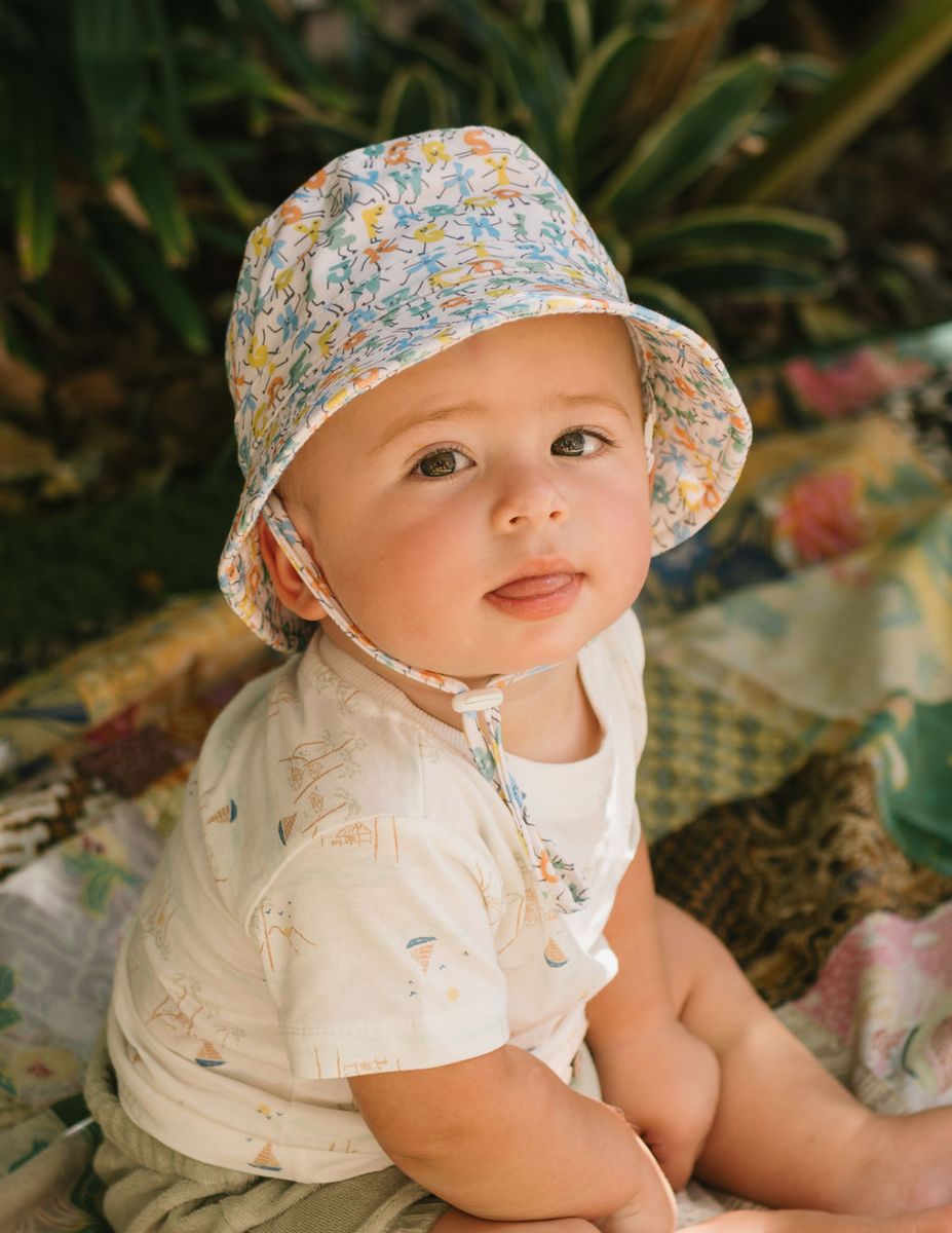 acorn kids abc's stretch cotton wide brim sunhat