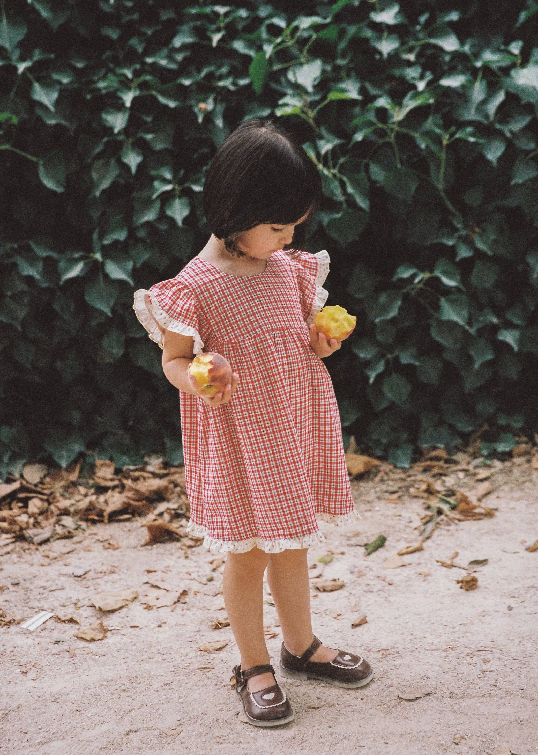 juni jnr daisy dress - red check