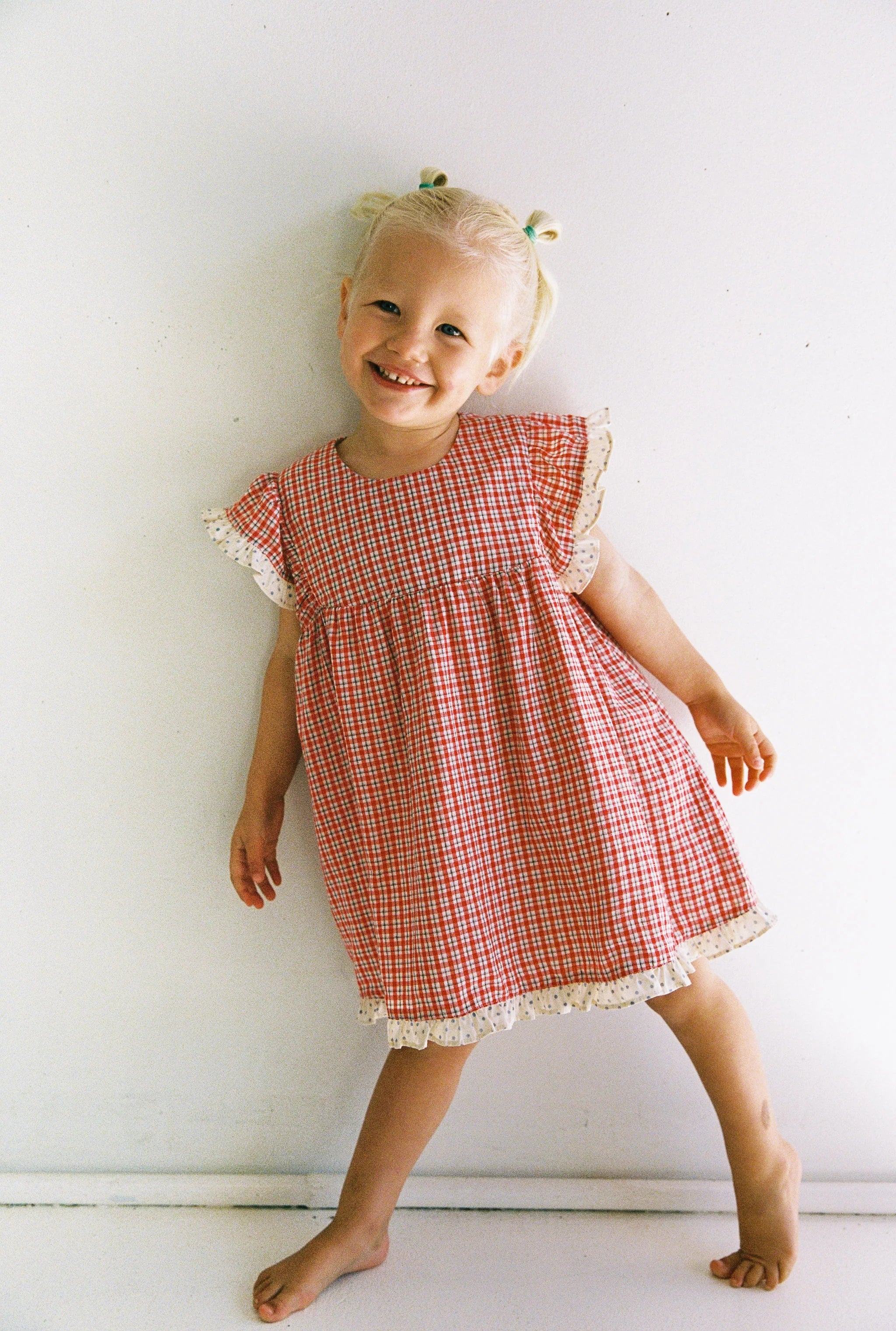juni jnr daisy dress - red check