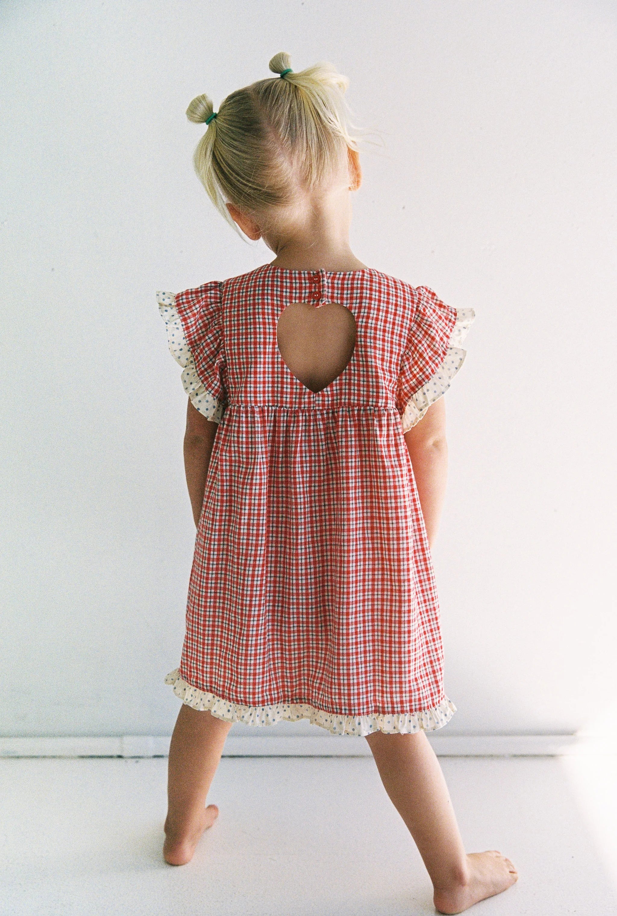 juni jnr daisy dress - red check