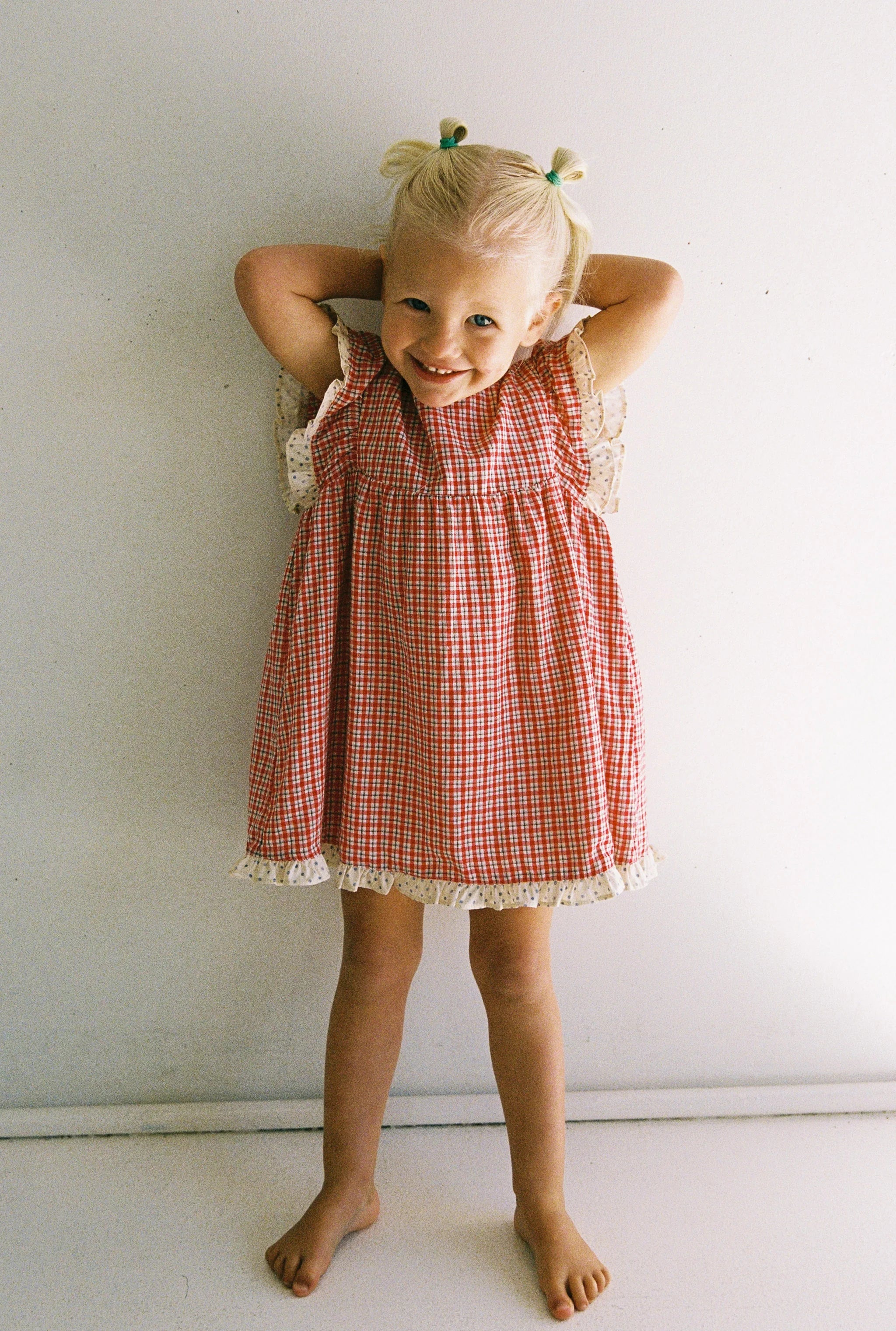 juni jnr daisy dress - red check