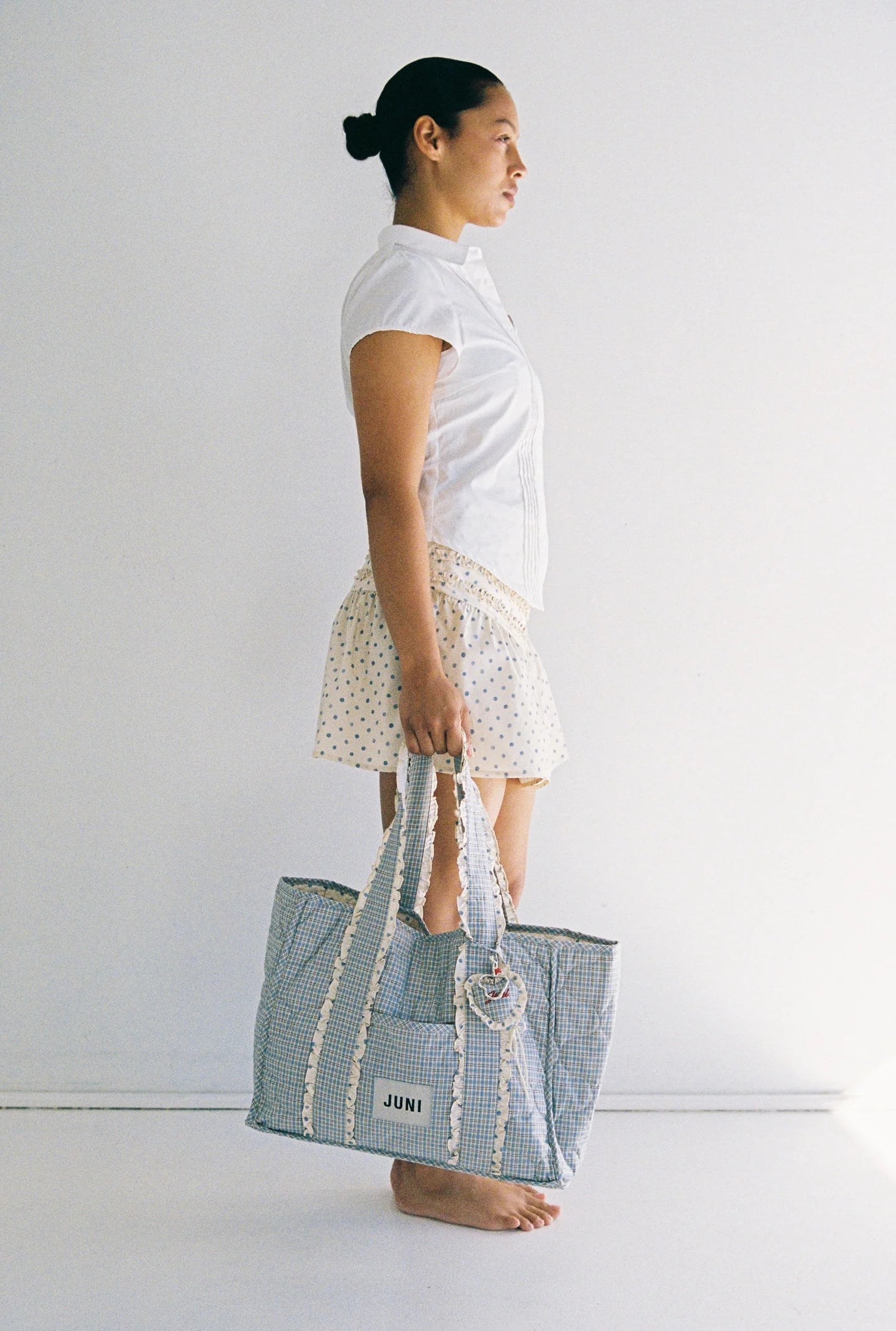 juni the everything bag - blue check