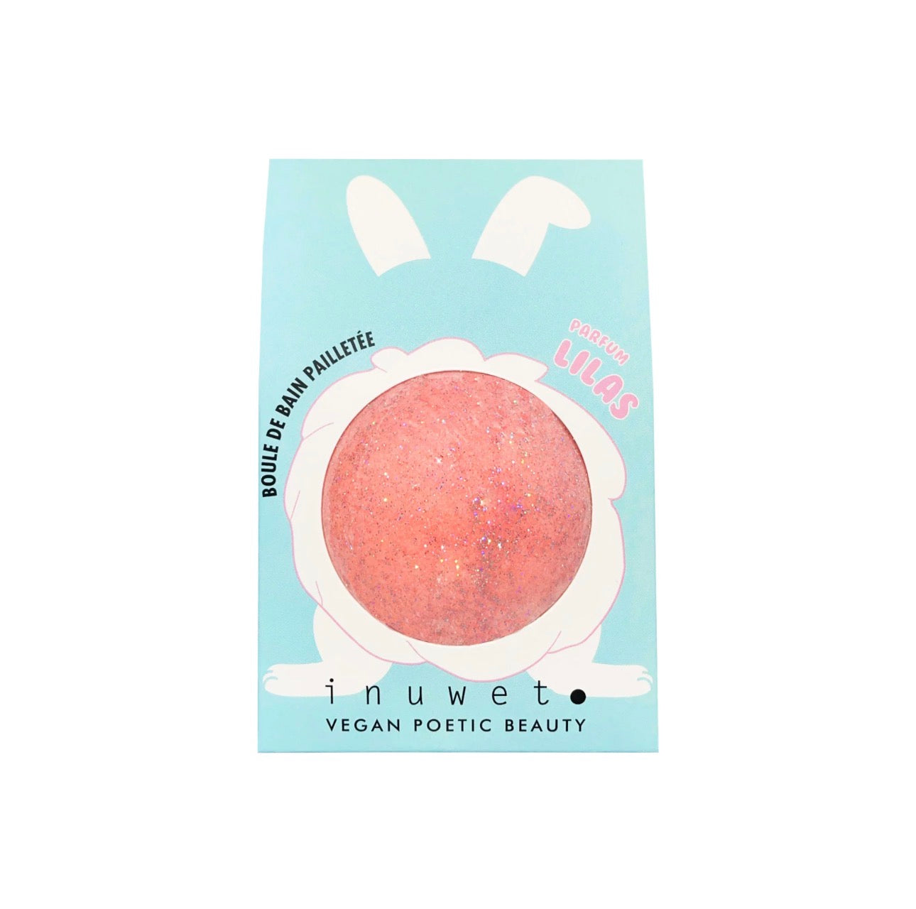 inuwet glitter fizzer bath bomb - lilac / pink