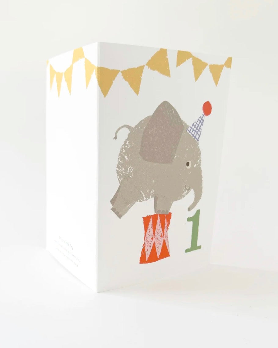 florence fry number 1 birthday card - elephant